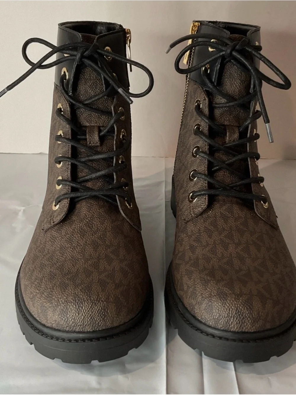 Michael Kors Brown Logo Lace-Up Ankle Boots